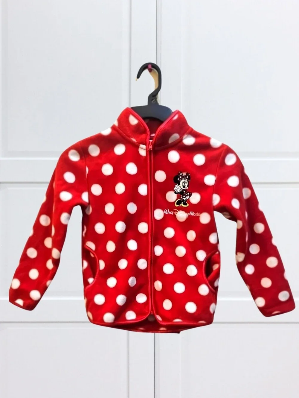 Disney Parks Minnie Mouse Red Polka Dot Fleece Jacket Girls S 8 Warm Soft